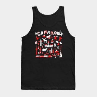 Canadian themed group of objects in red, white and black Tank Top